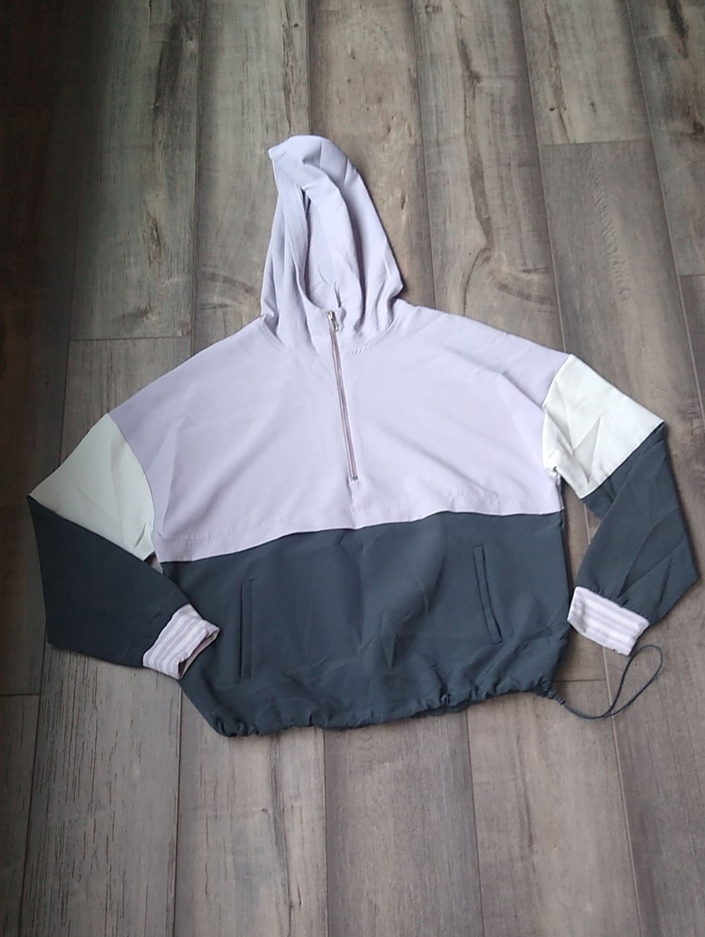Avia Lavender and Charcoal Colorblock Hooded Pullover